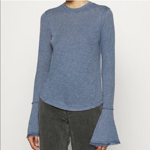 Sold Free People Cecelia Top T Shirt *Bell Sleeves Blue XS - Picture 15 of 16